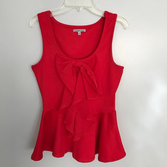 Red Peplum Bow Top - Picture 1 of 5